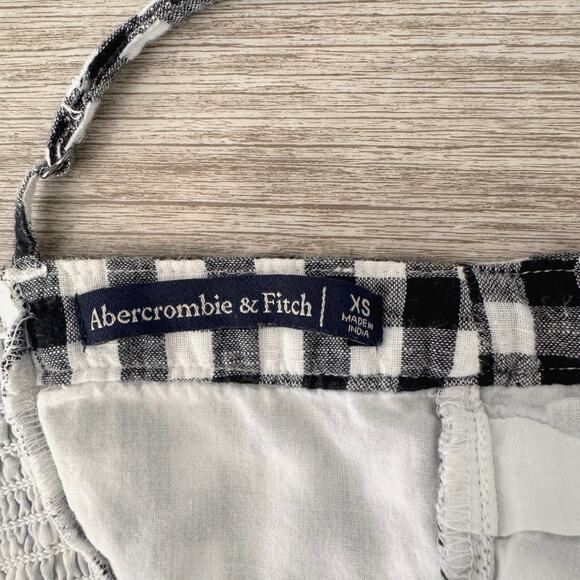 Abercrombie & Fitch Gingham Check Mini Dress XS Black White Square Neck - Picture 4 of 11